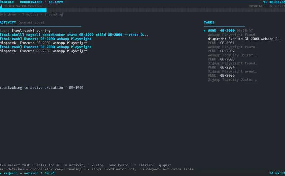 RageCLI, the first version of Qell, in the terminal